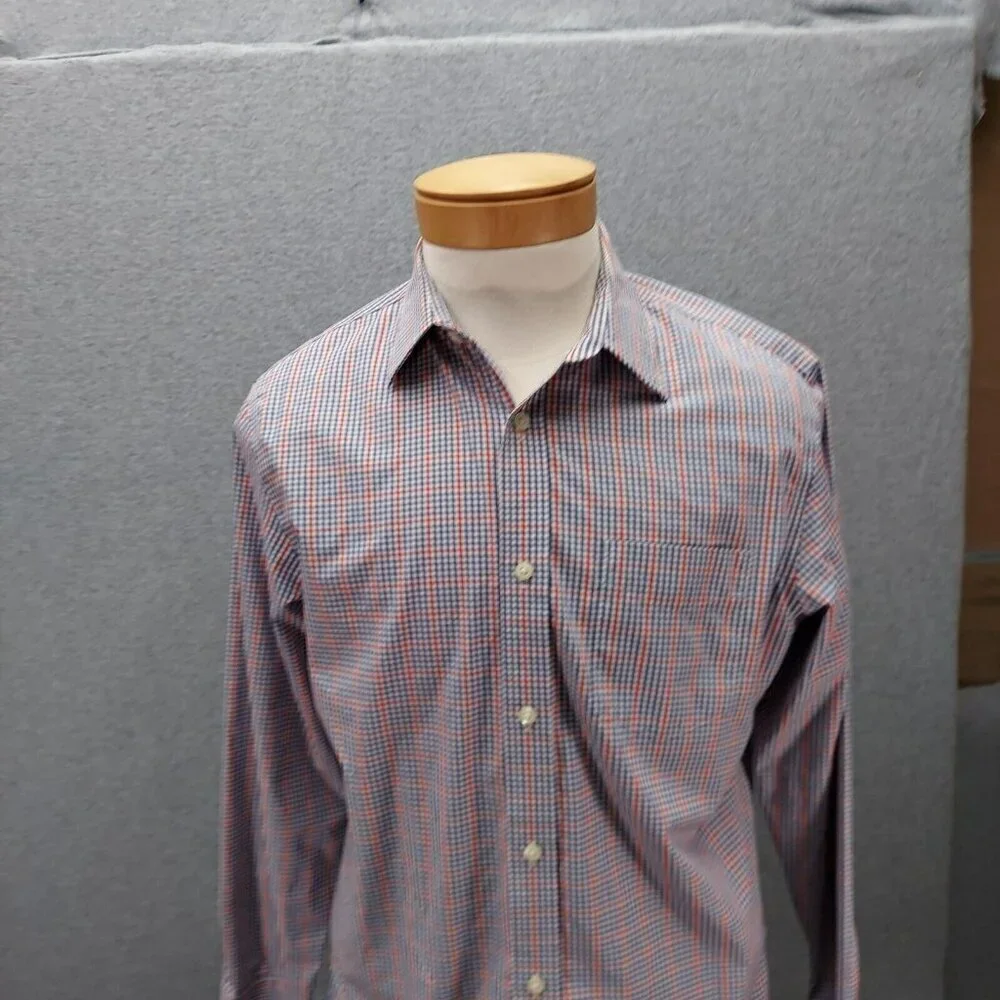 Banana Republic Long Sleeve Button Down Dress Shirt Red/Blue Plaid Men's Medium